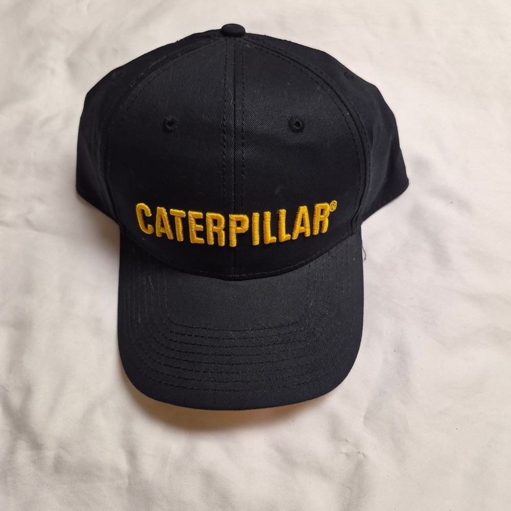Caterpillar‎ CAT Mens Black Yellow Bold Print Logo Snapback Cap 1120269 US NEW